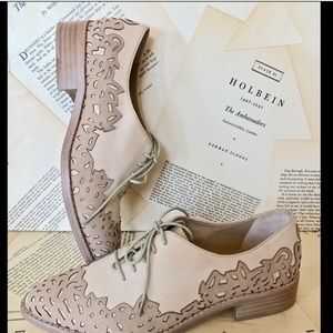Beige Lace-Up Women's Shoes